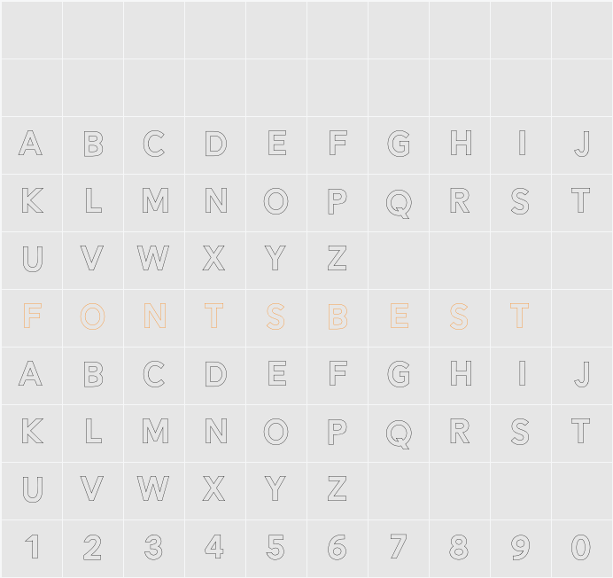 Alesand Outline  ExtBd Character Map