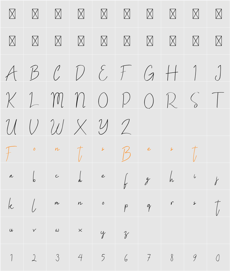 ALDITH Script Character Map