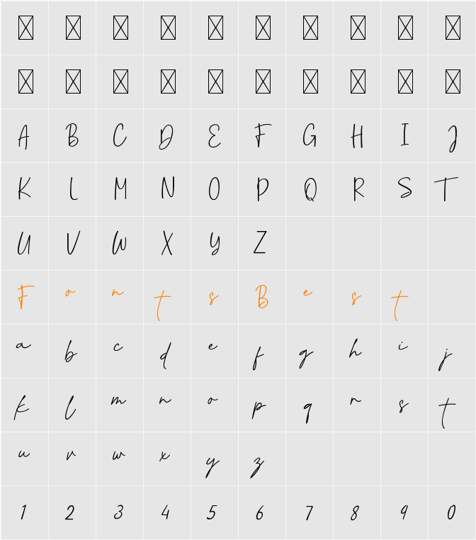 CoastlineCalligraphy Script Character Map