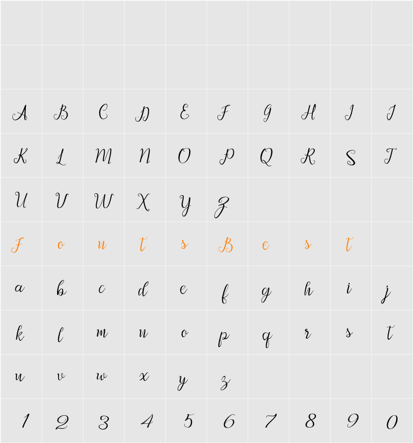 Afrile script Character Map