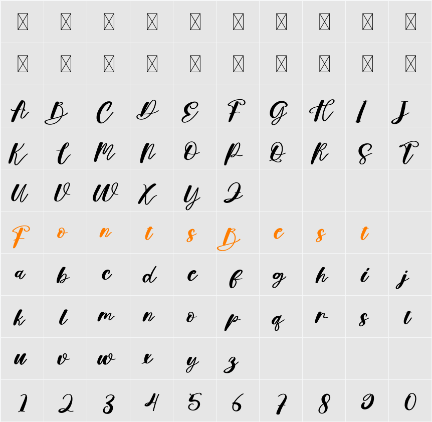 Calligrapher Character Map