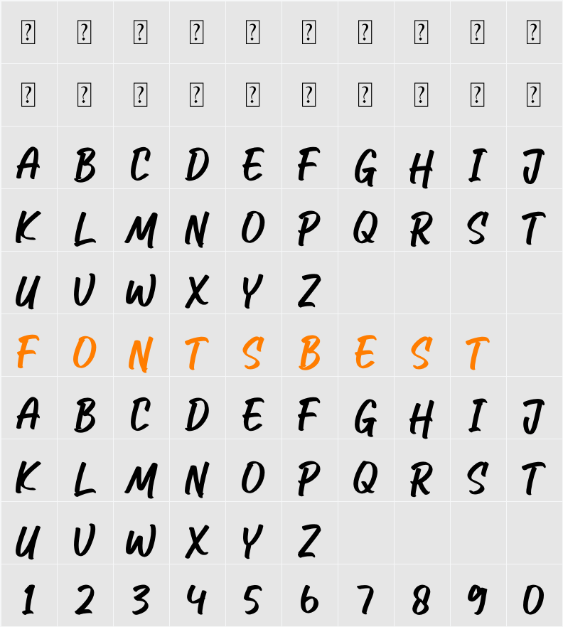 Rockesta Character Map