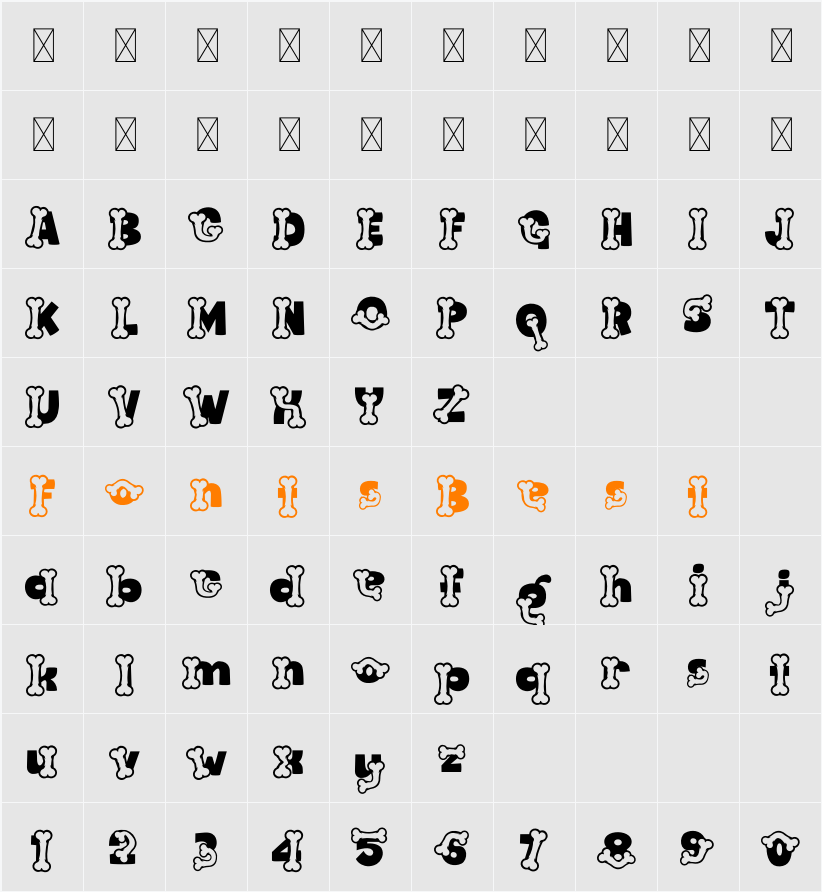 Bark Type Bone Character Map