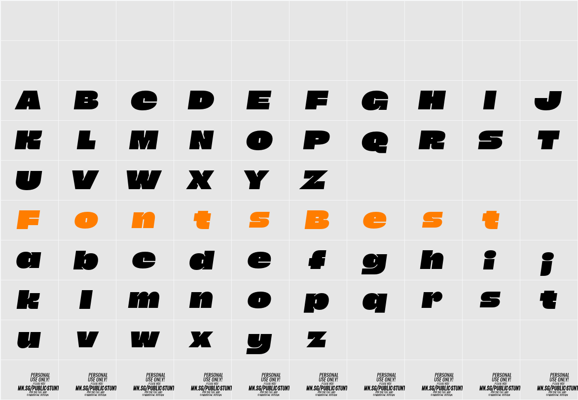 Primary Font PERSONAL USE Character Map