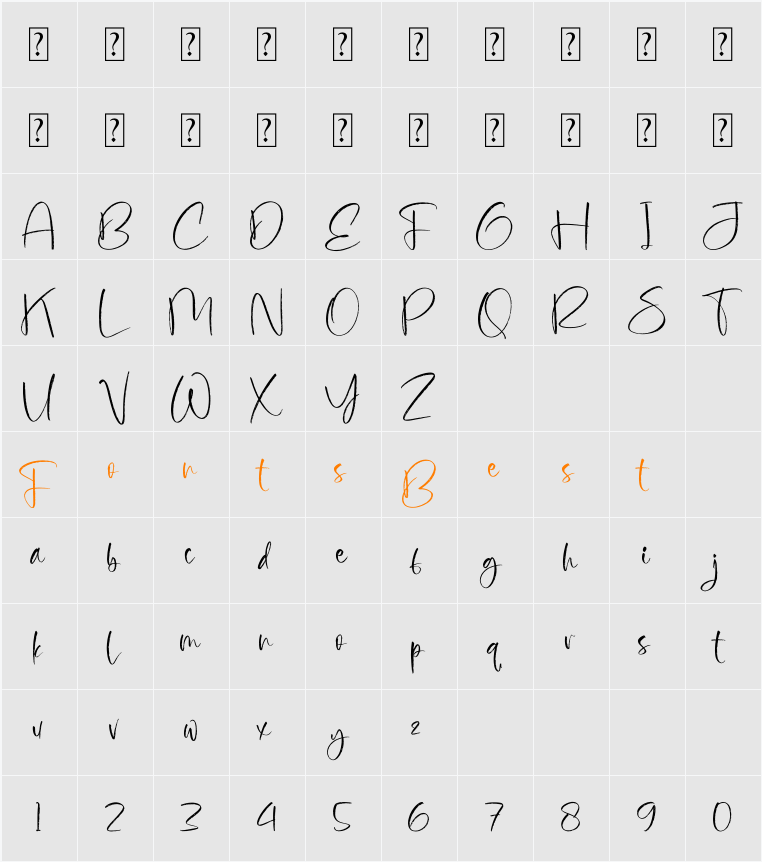 Koodrestta Character Map