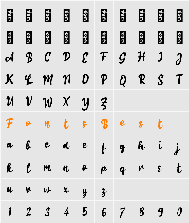 g Gelang Script Character Map