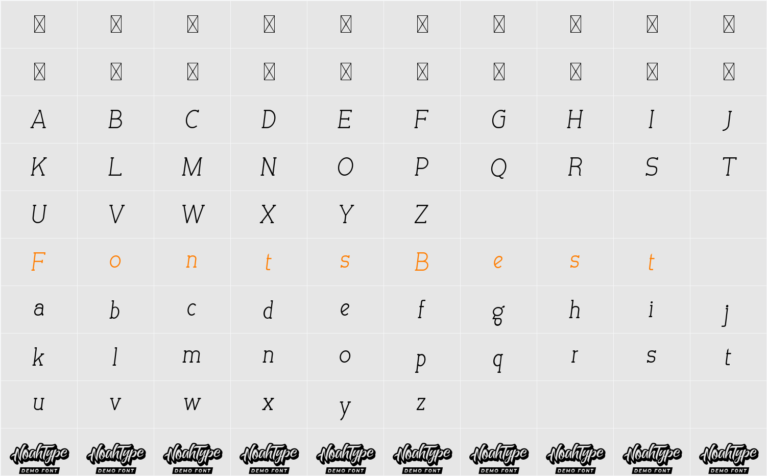 Allegation Demo SemiboldItalic Character Map