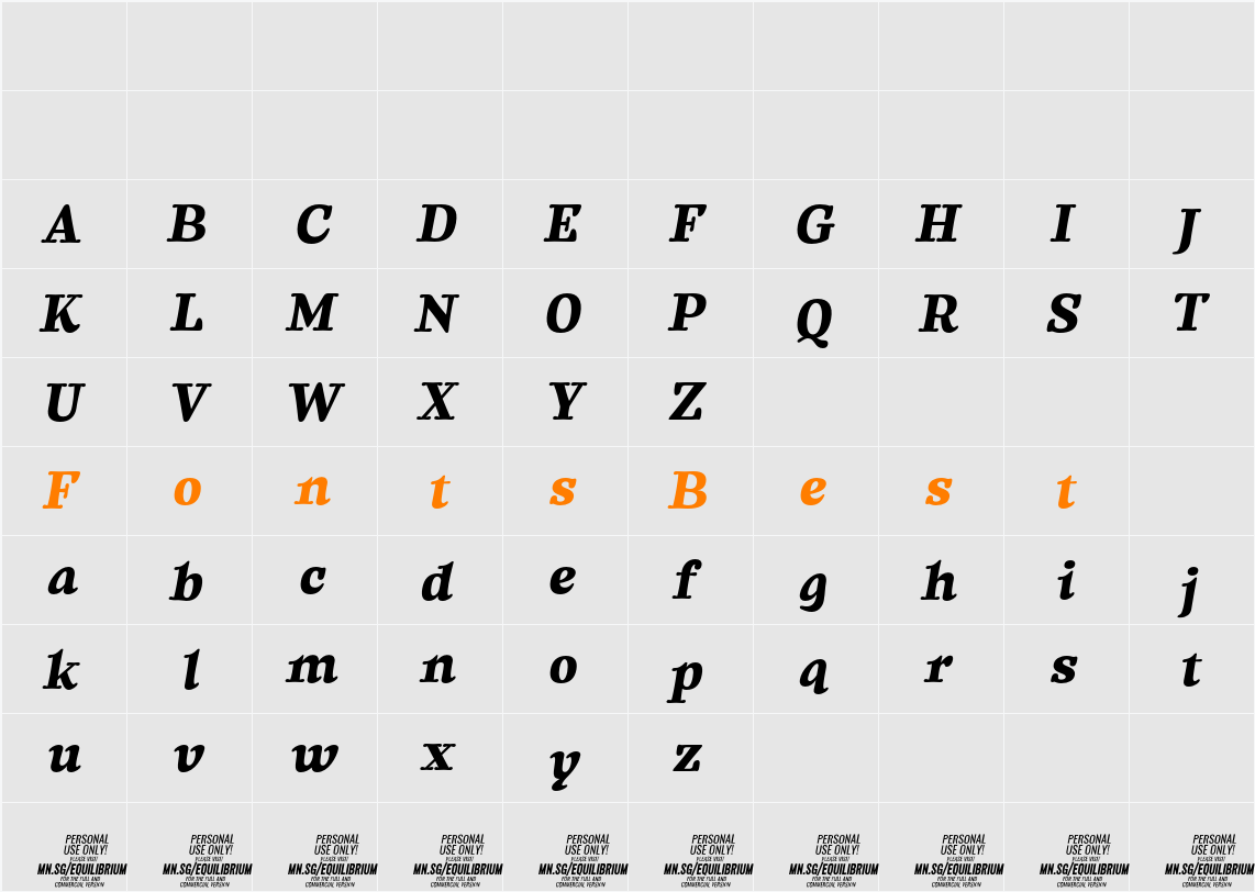Equilibrium Serif PERSONAL USE Character Map