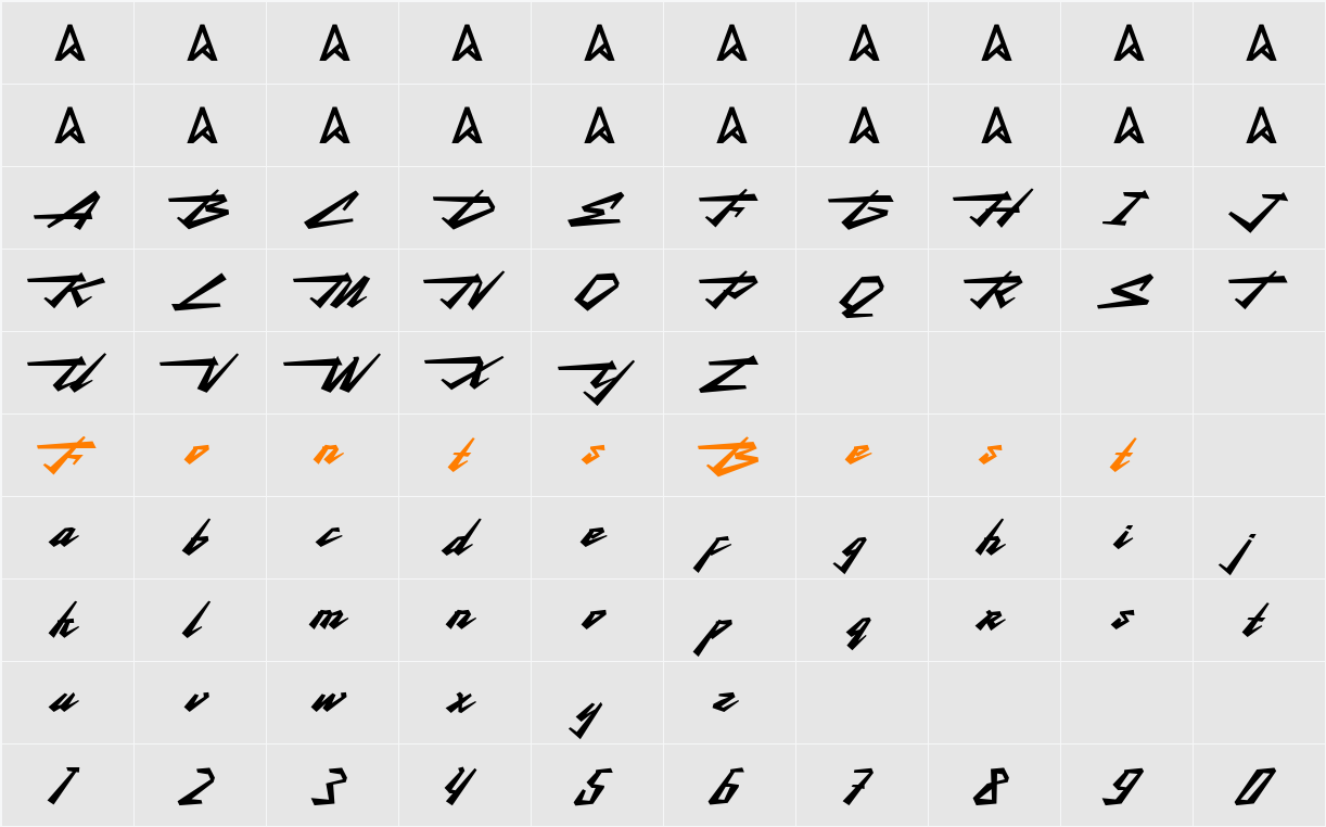 Handrich Character Map