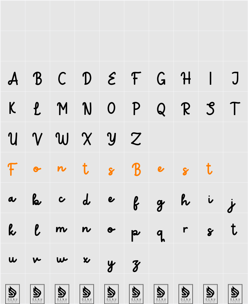 Ktty Gummy Script Character Map