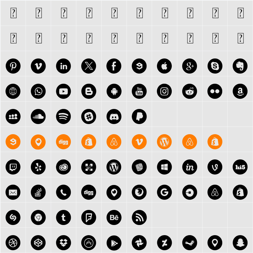 Social Media Circled Character Map