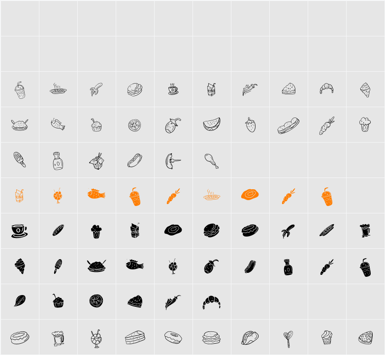 Foodies Dingbats I Character Map