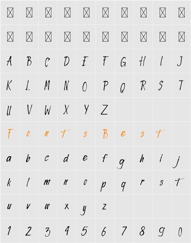 STREGONE Character Map