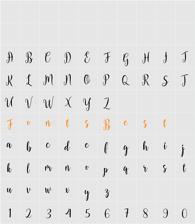 Natalia Script Character Map