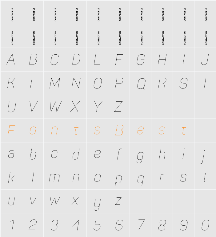 Panton Narrow-Trial Thin Character Map