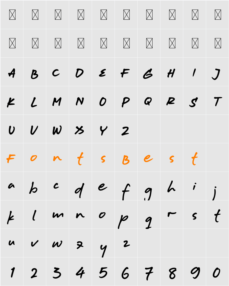 Masa Organic Hand Alternate One Character Map