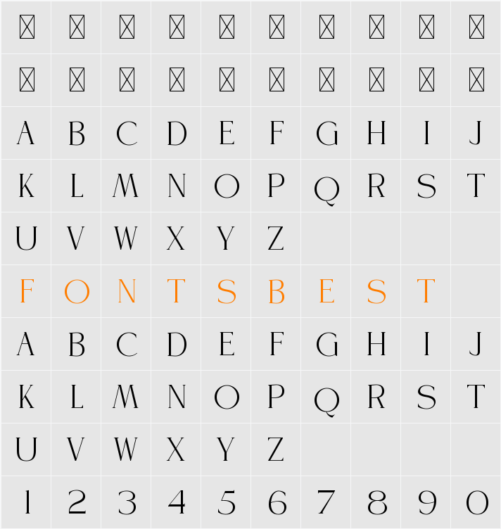 Advera Character Map