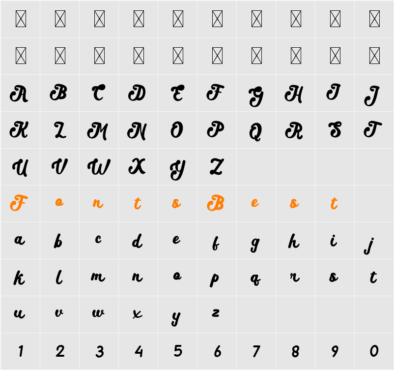 Hello Nigtea Font Character Map