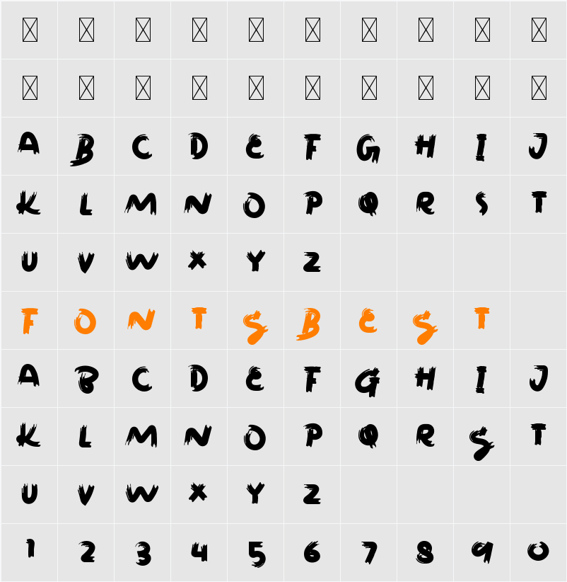 Brushings Character Map