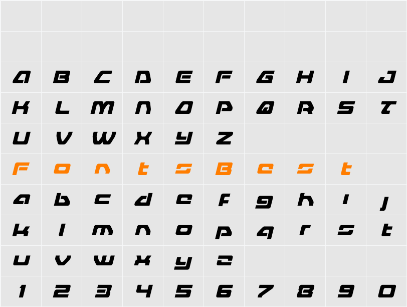Furian Compact Italic Character Map