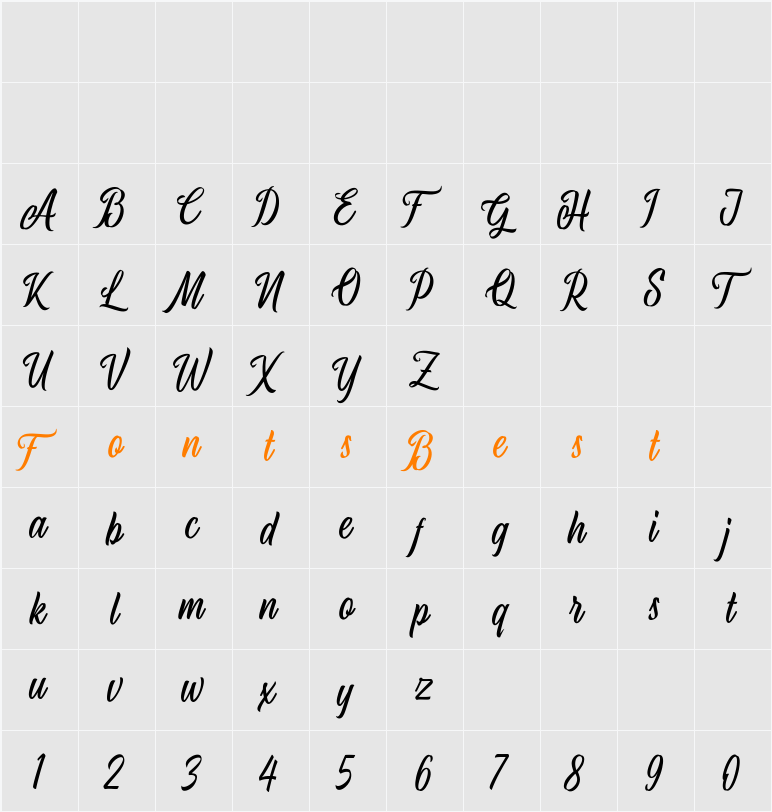 Airplane Script Character Map