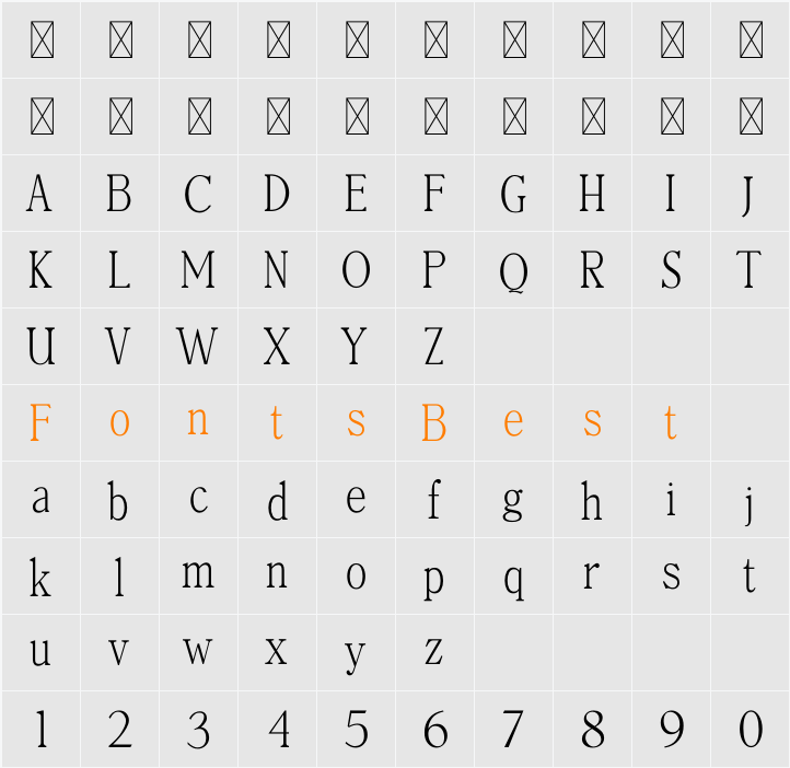 Nebos Character Map