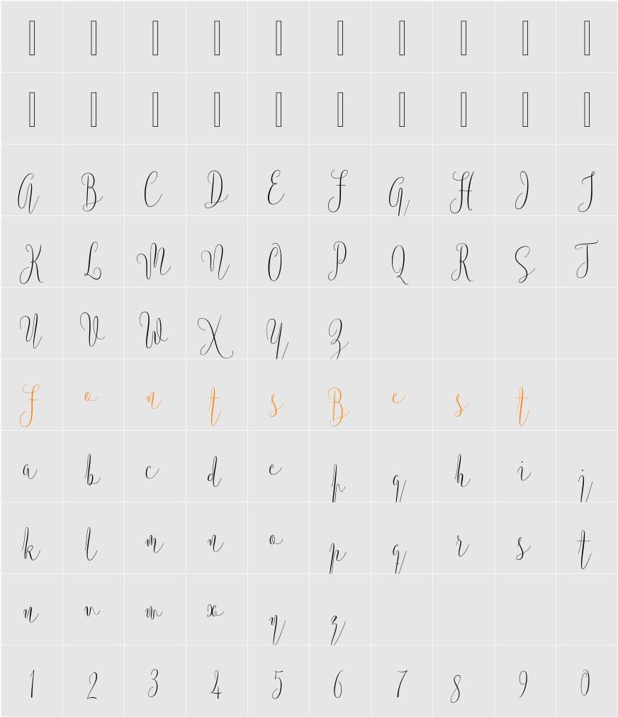 Argentina Script Character Map
