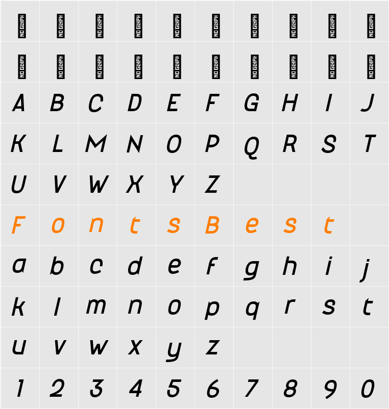 Maduratna Italic Character Map