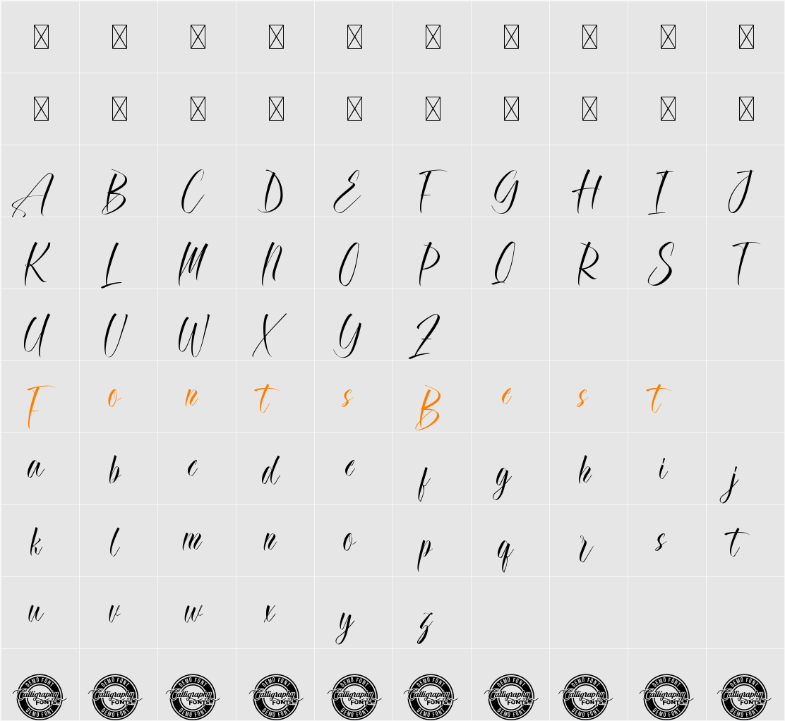 Astraia Demo Character Map