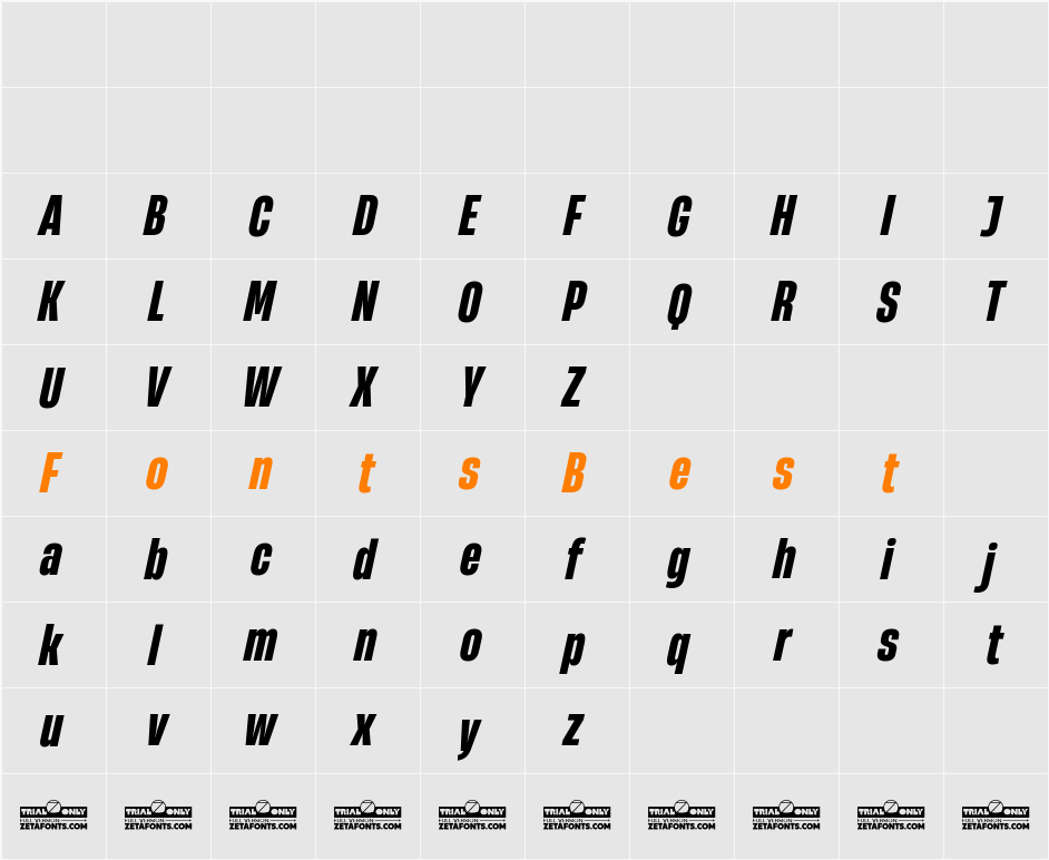 HeadingNow Trial 47 Extrabold Character Map