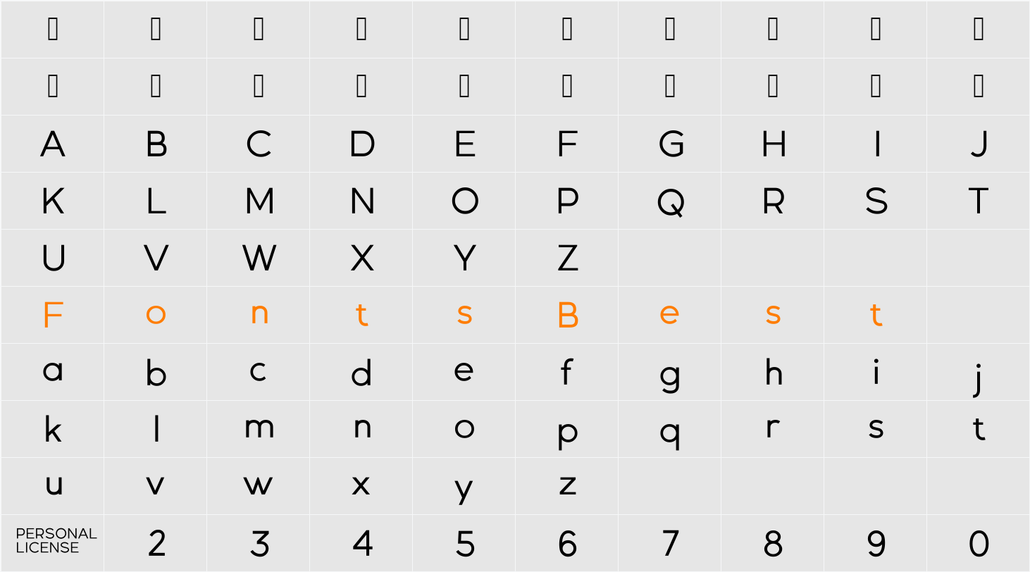 Gexo Sans Demo Character Map
