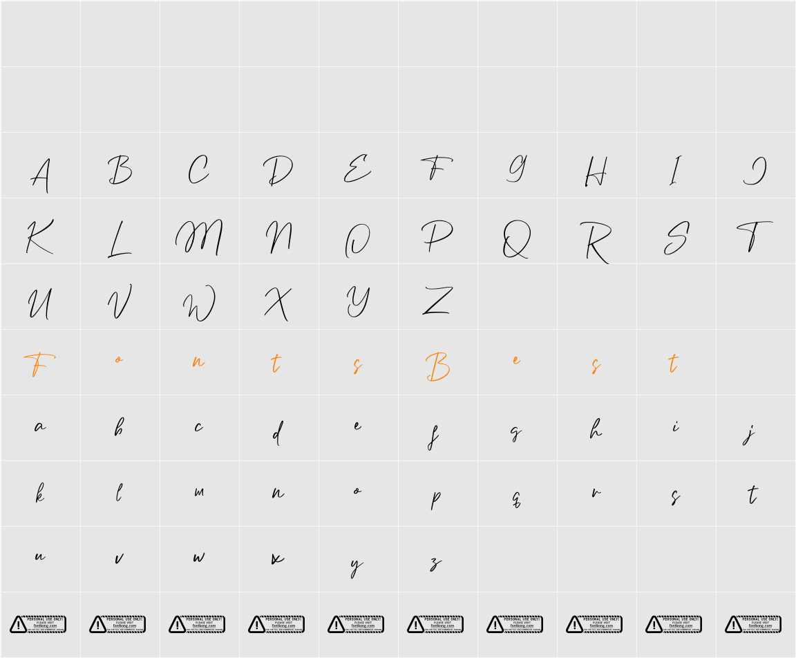 Enterlight PERSONAL USE ONLY! Character Map