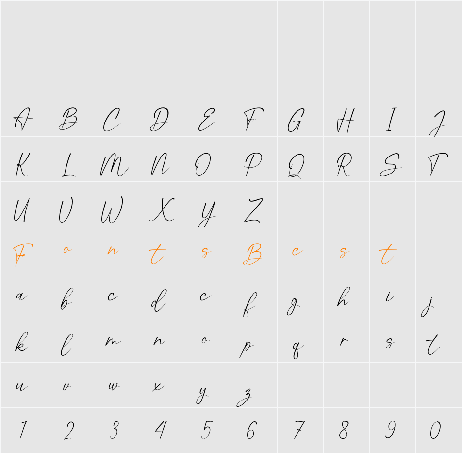 Katoria Script Character Map