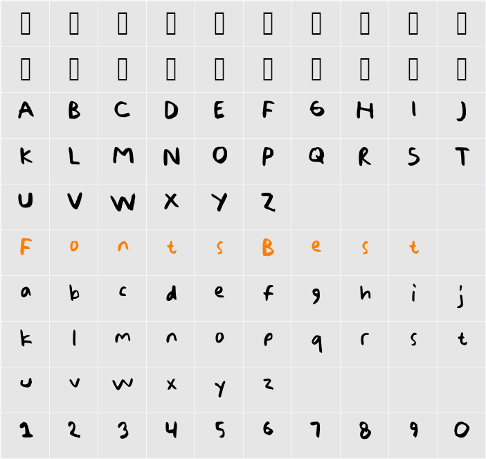 BROWN NOW ONE Character Map