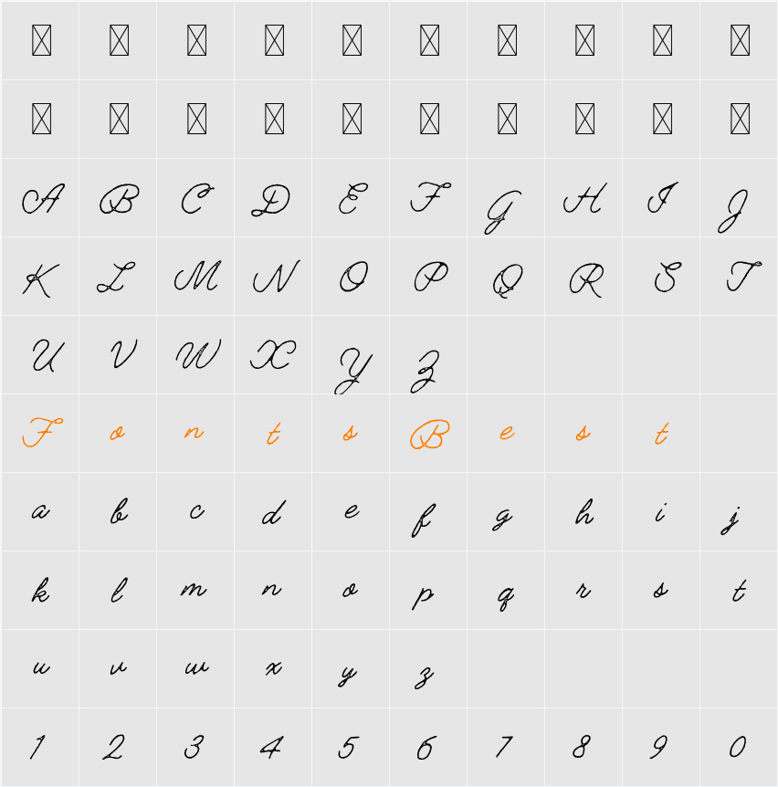 Jimmy Script Rough Character Map