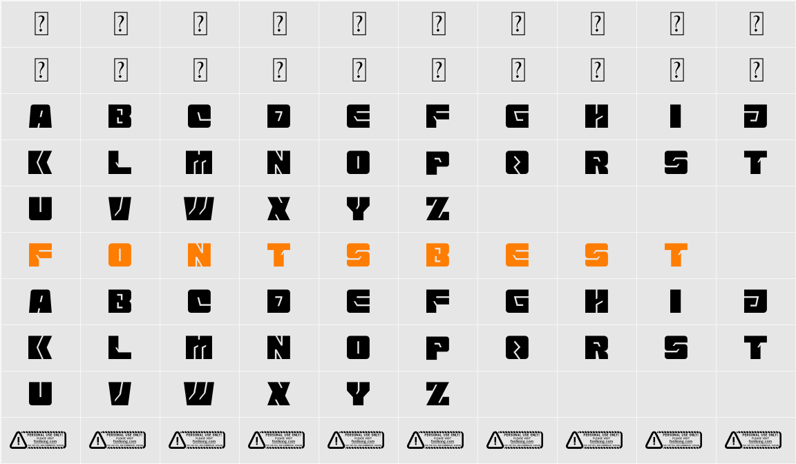 Liberisco PERSONAL USE ONLY! Character Map