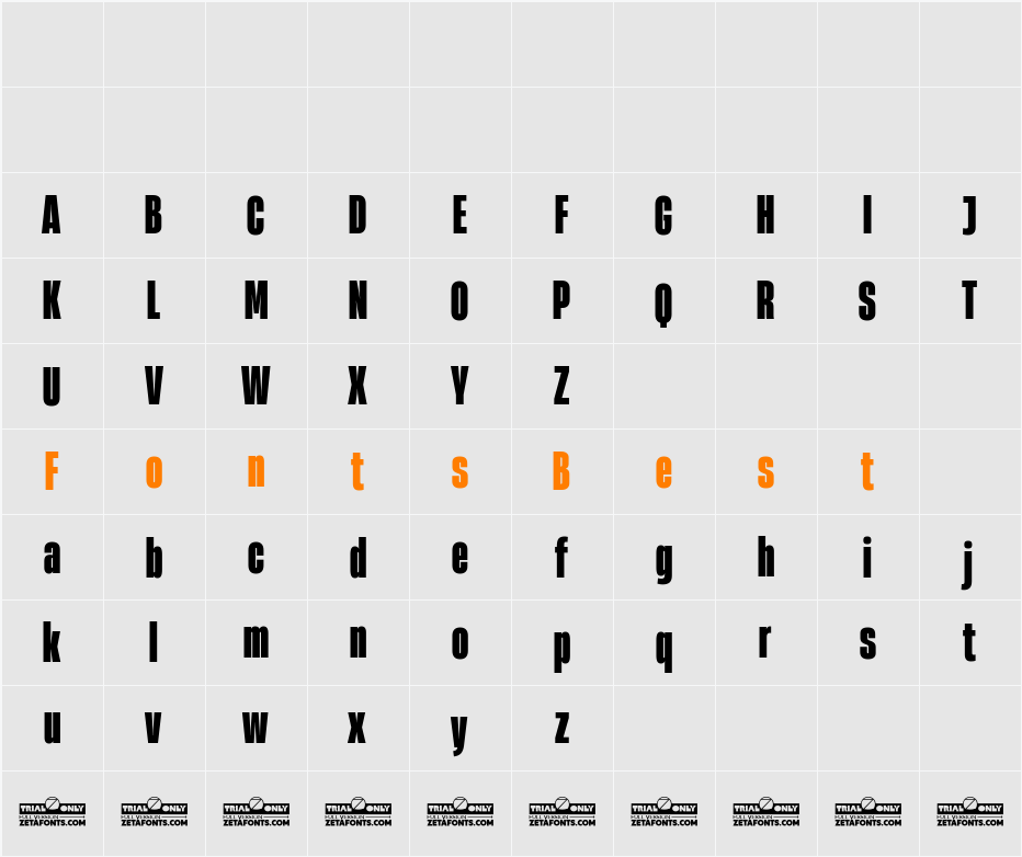 Heading Now Trial 38 Heavy Character Map