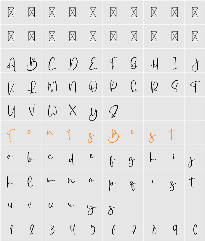 Rasley Character Map