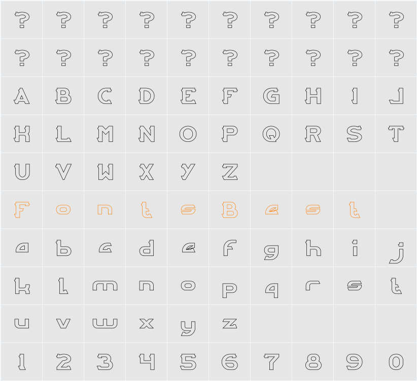 ARCADE-Hollow Character Map