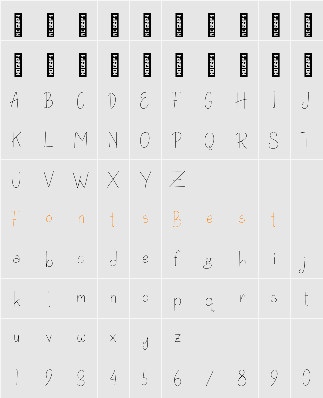 Nikapin Personal Use Character Map