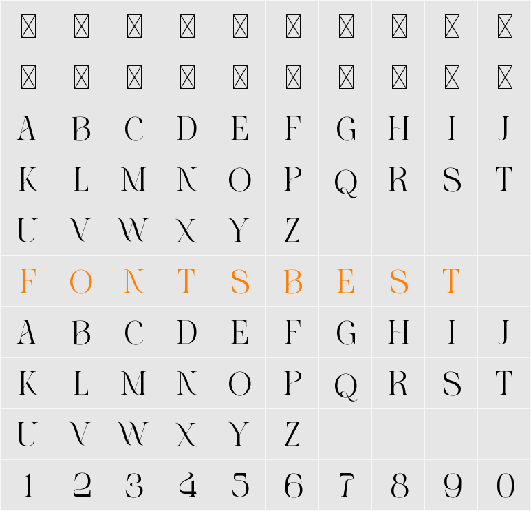 VELISTA Character Map