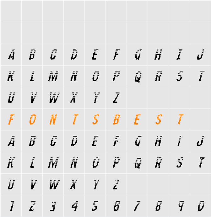 Ampire Halftone Italic Character Map