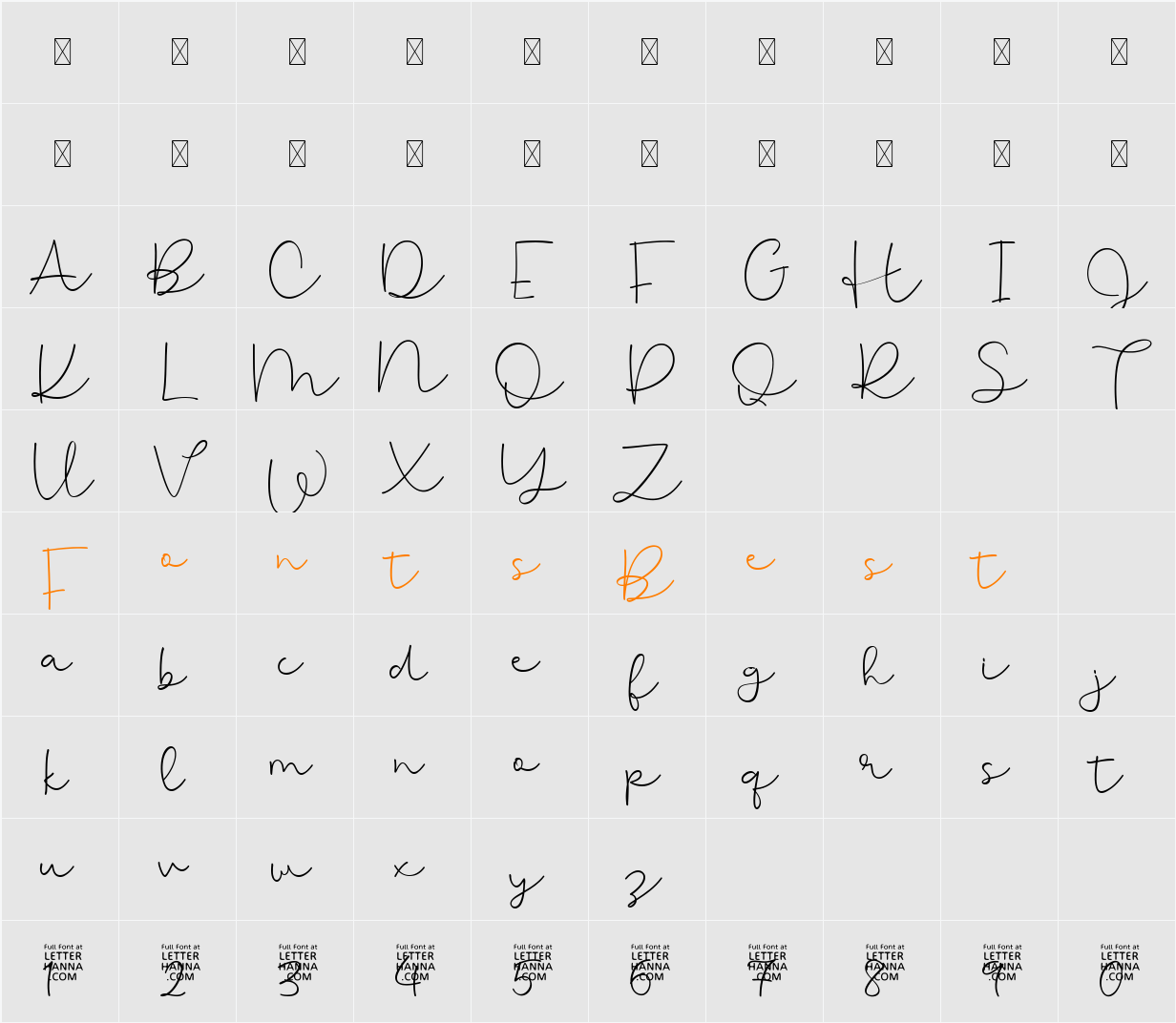 Bordeahill Character Map