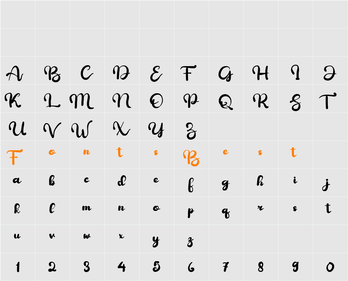 Bunga Character Map