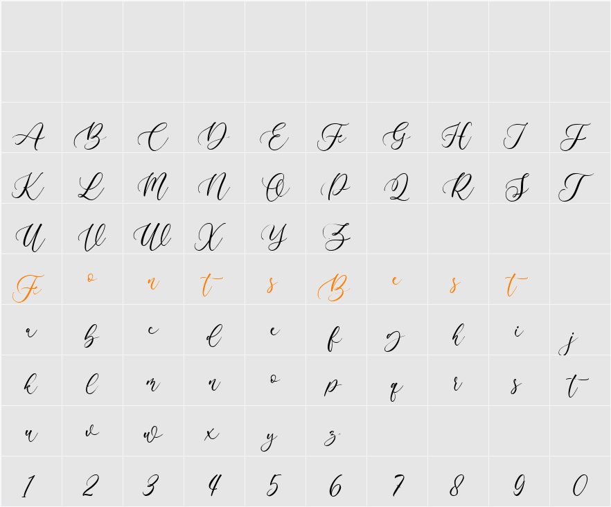 Algeline Character Map