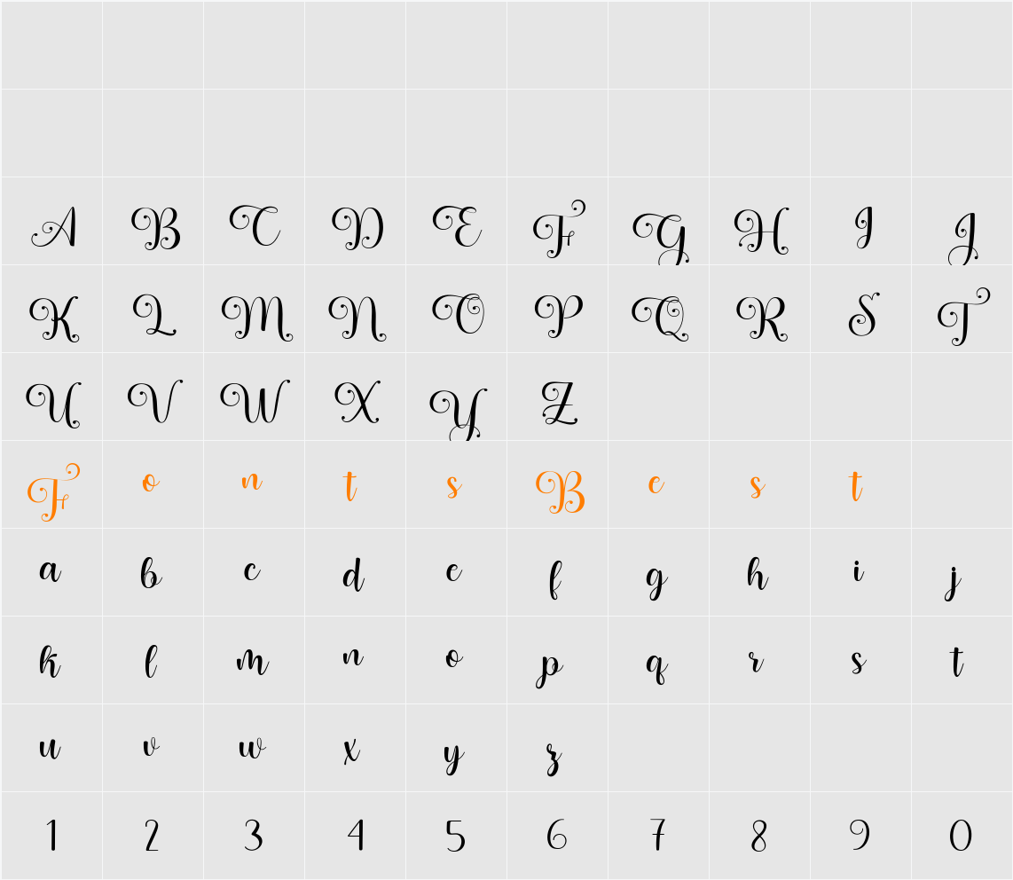 Bestop Glistening Character Map