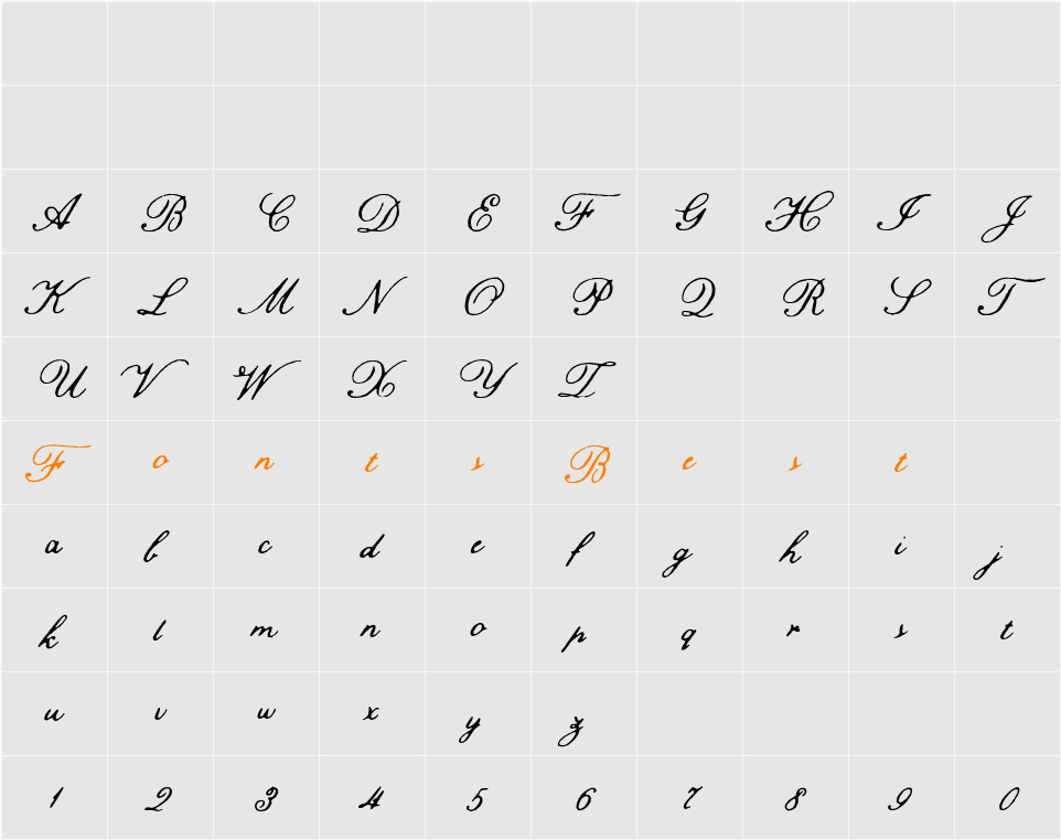 TC Hamilton Arc Script Character Map