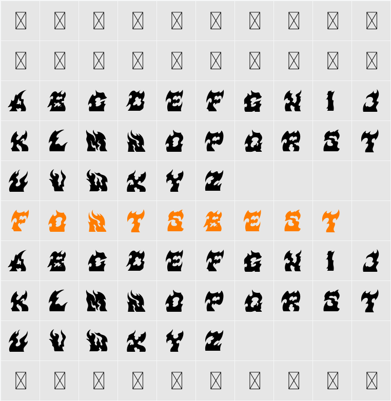 JD-BRIMSTONE-BASIC Character Map