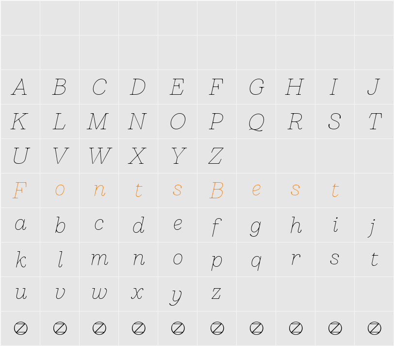 Bogart Trial Thin Character Map