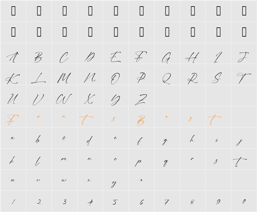 Alatas Script Character Map